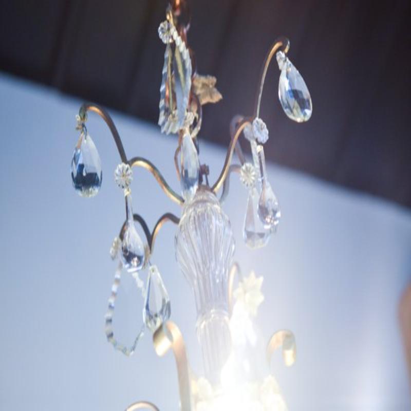 Verre Lustre Pampilles en verre, 1960s en vente