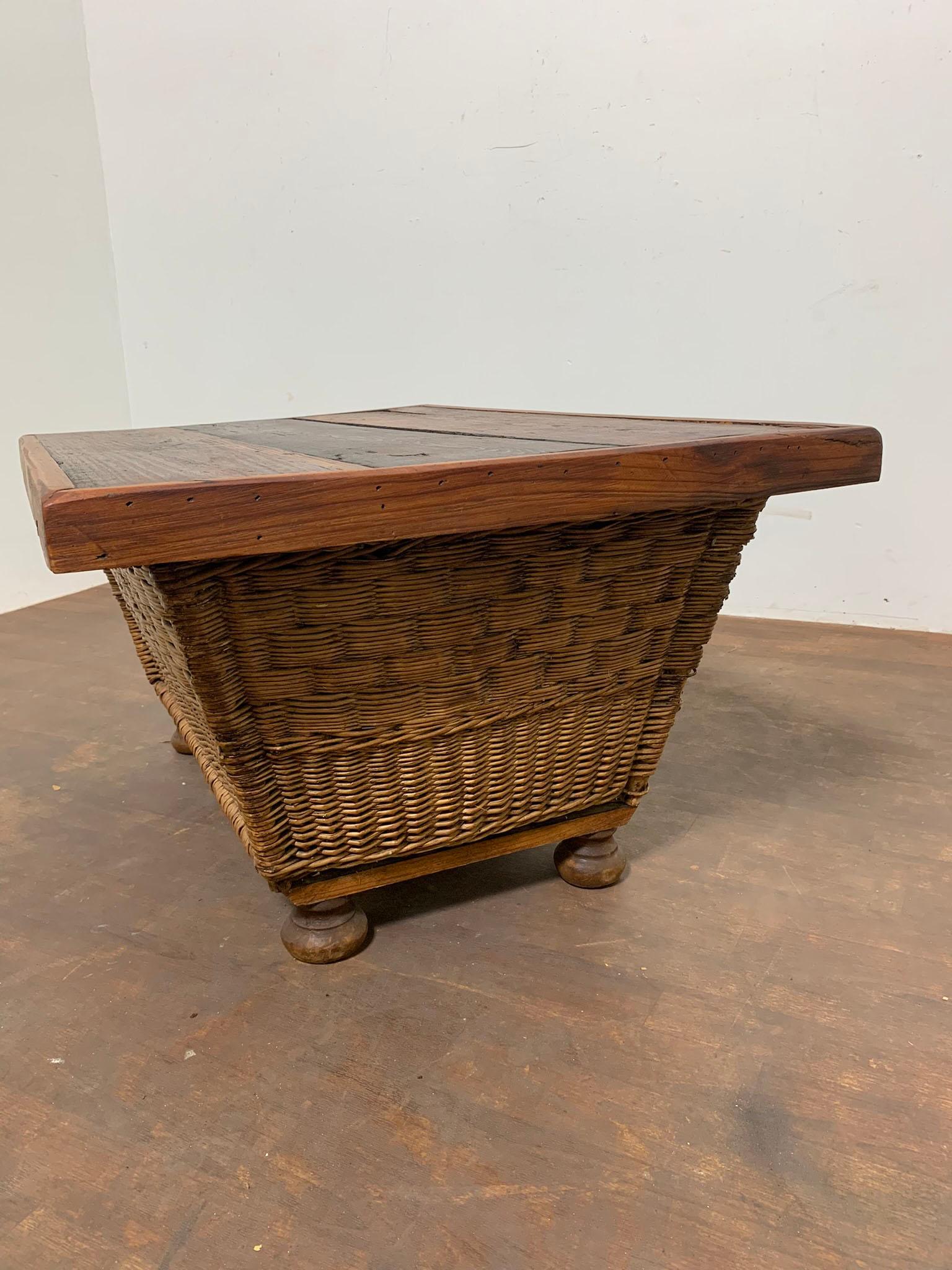 French Pantry Board and Basket Coffee Table Ca. 1970s 3