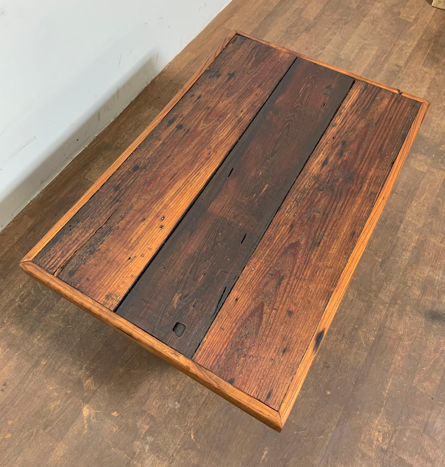 Folk Art French Pantry Board and Basket Coffee Table Ca. 1970s