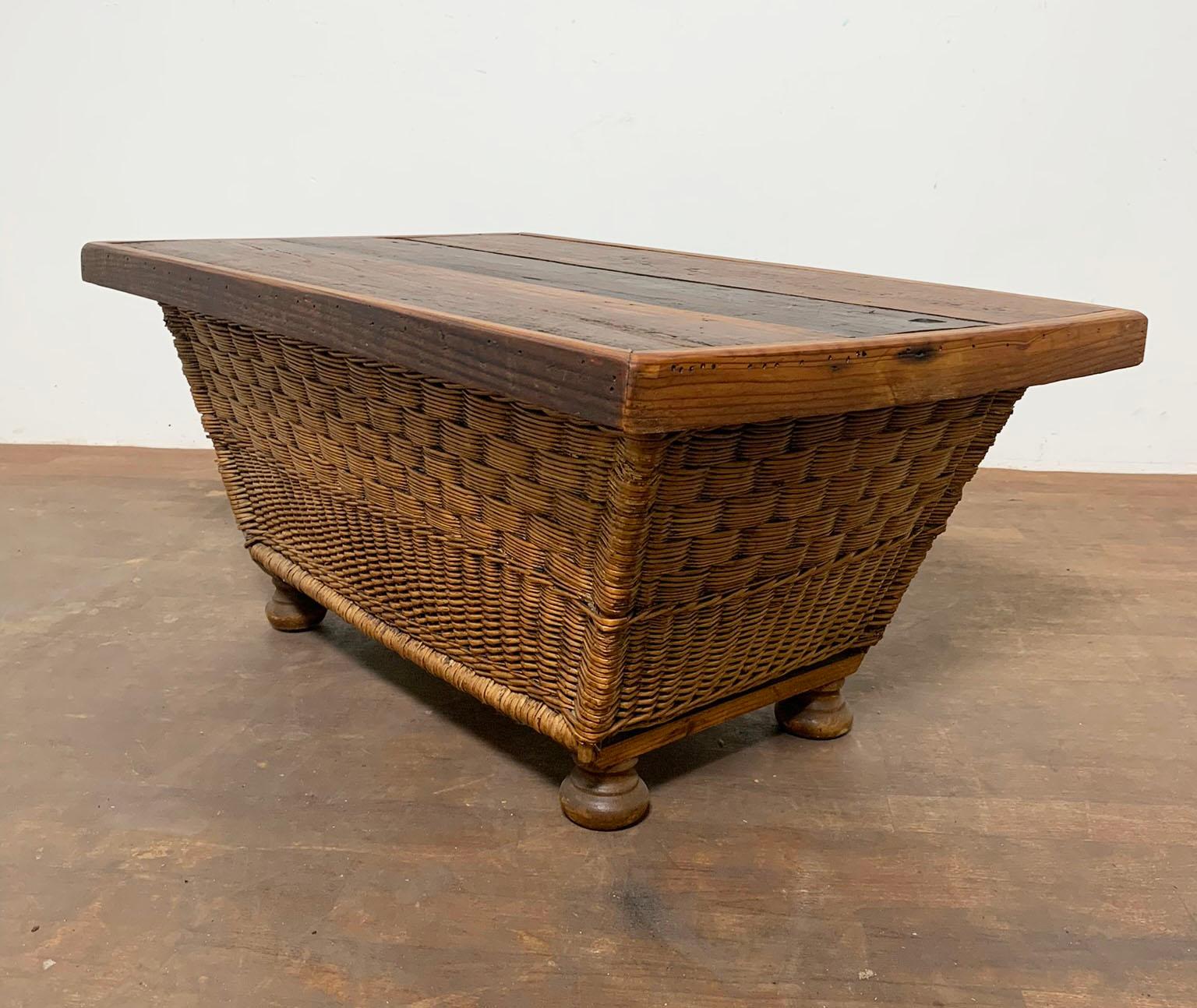 French Pantry Board and Basket Coffee Table Ca. 1970s 2