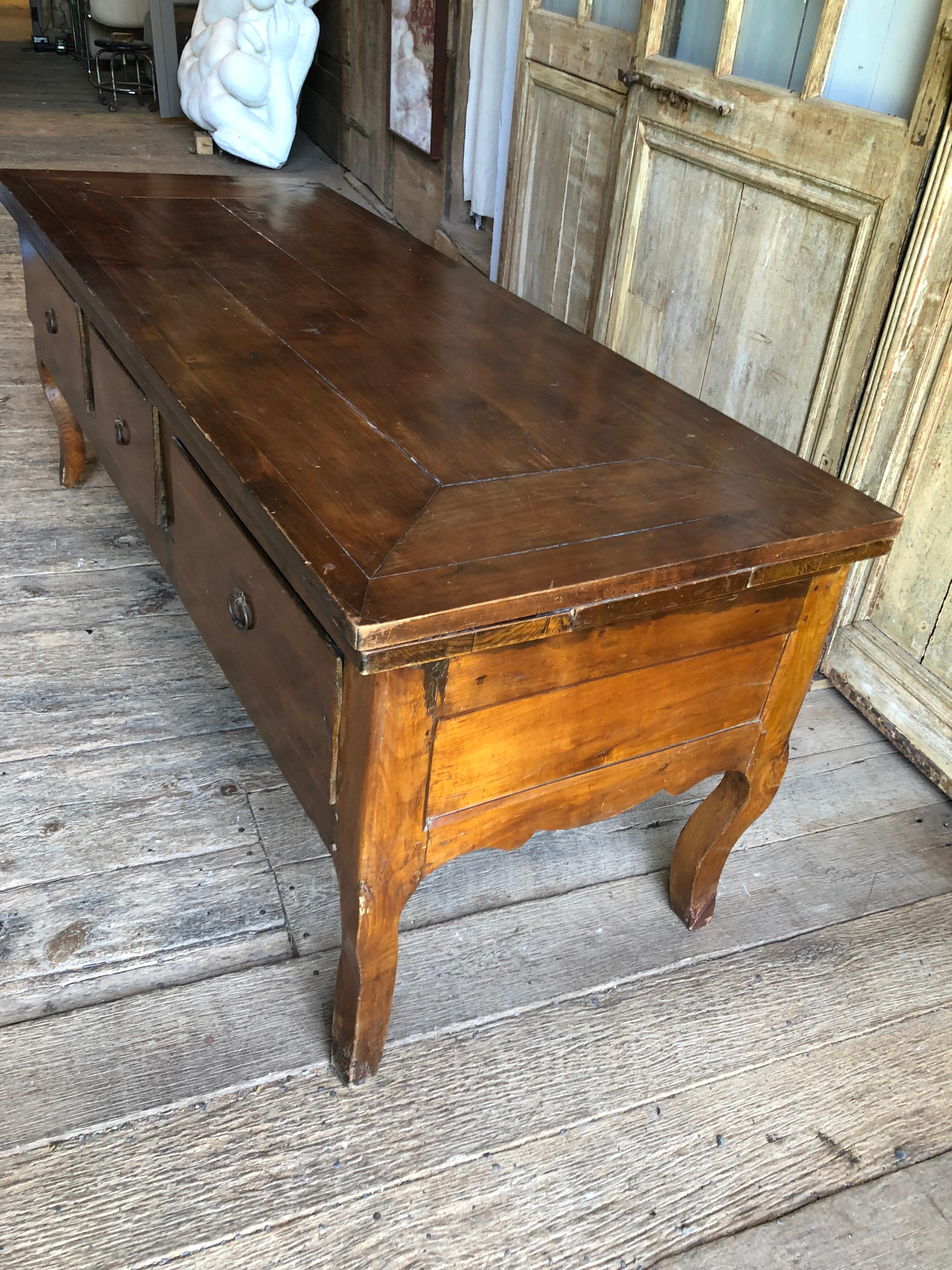 Cherry French Farm Table / Pantry or Sofa table, Louis XV
