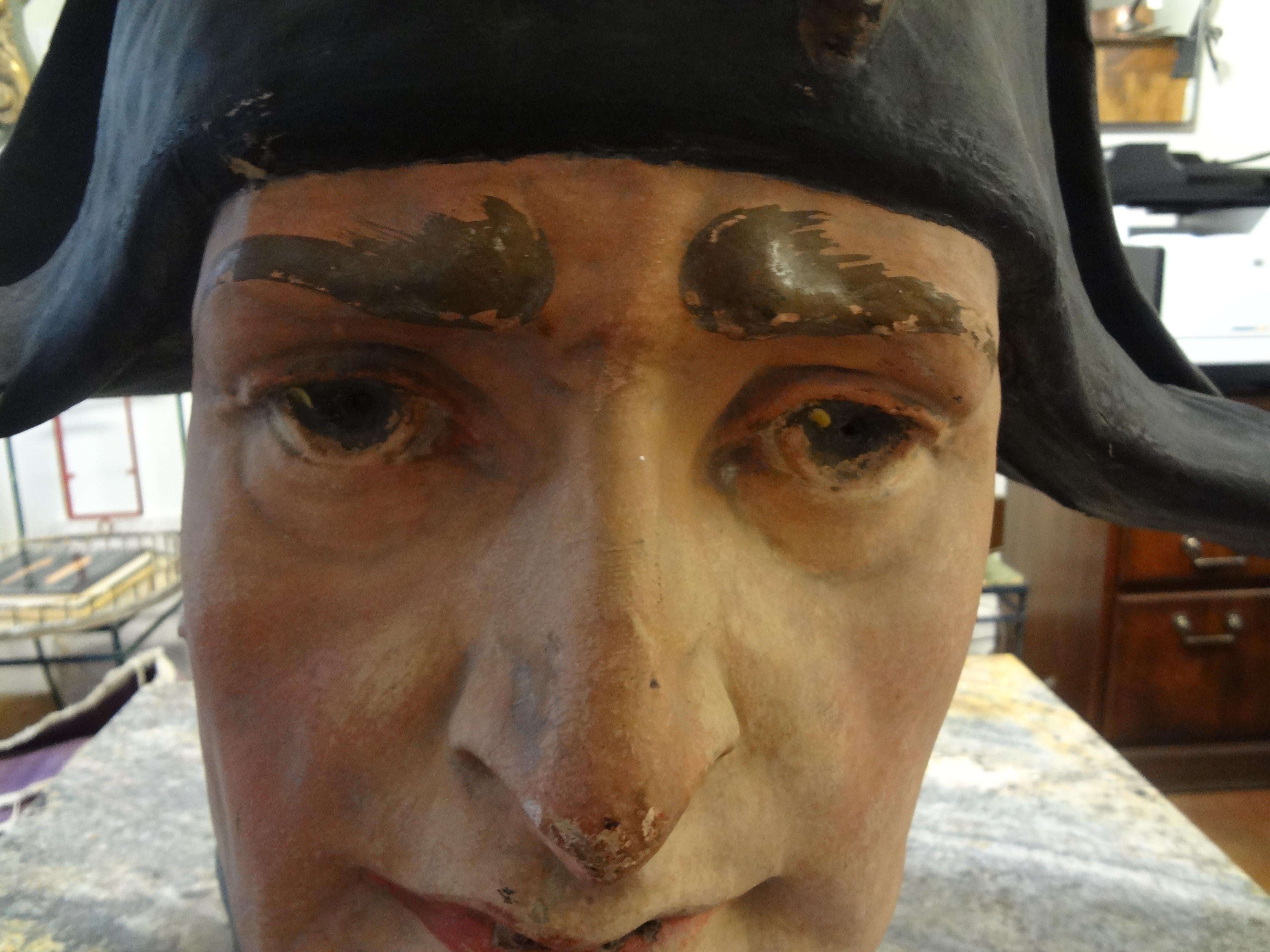 French Papier Mâché Bust of Napoleon Bonaparte In Good Condition In Houston, TX