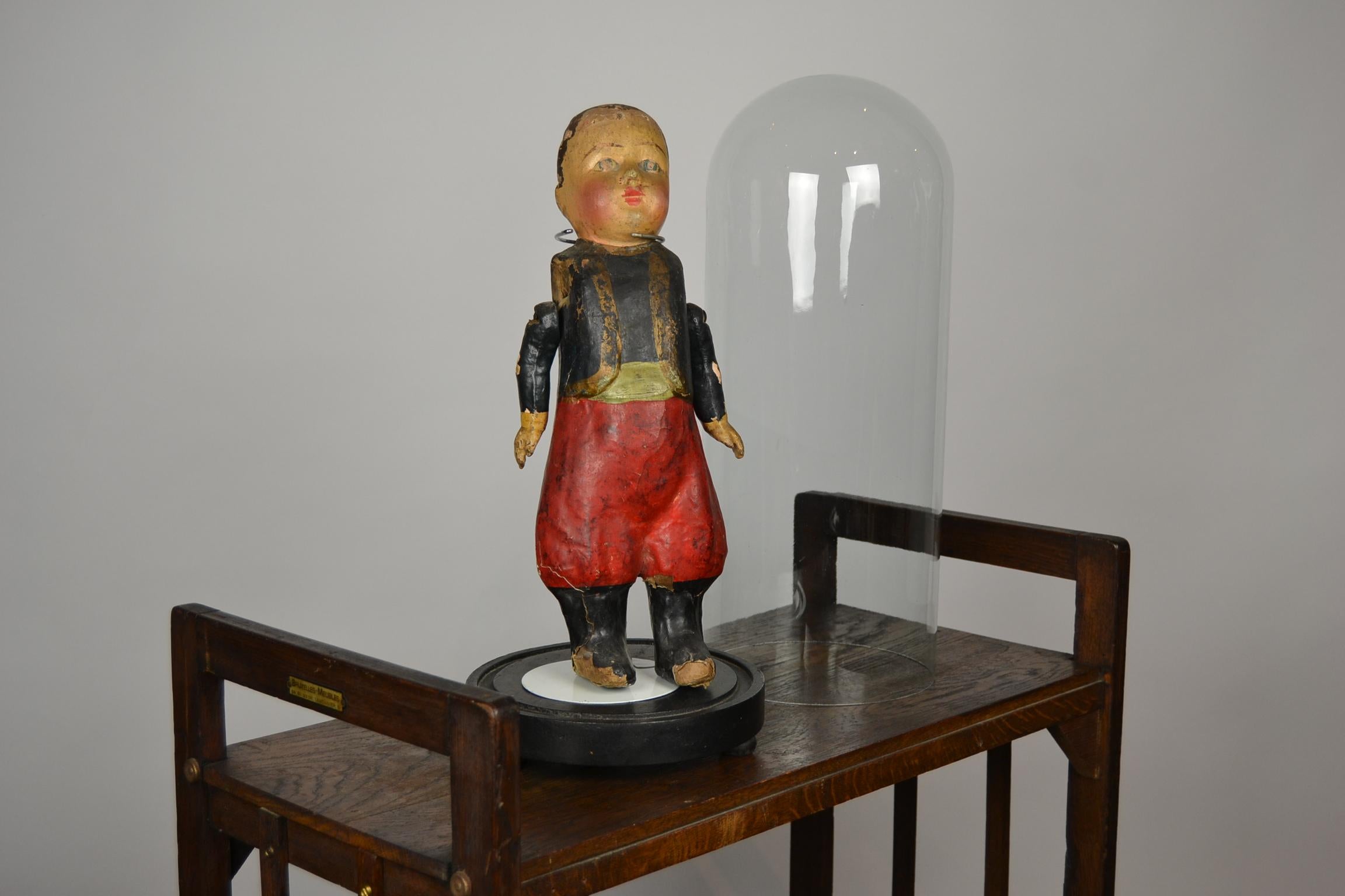 French Papier-Mâché Doll under Antique Glass Dome 8