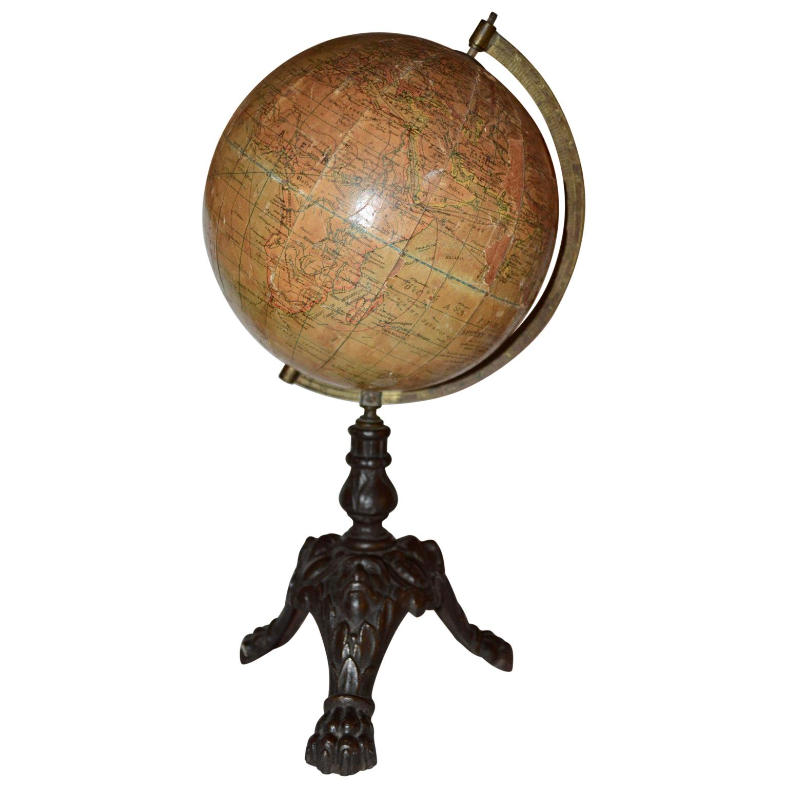 French Papier-Mâché Terrestial Globe by J. Lebeque et Cie In Good Condition In Haddonfield, NJ