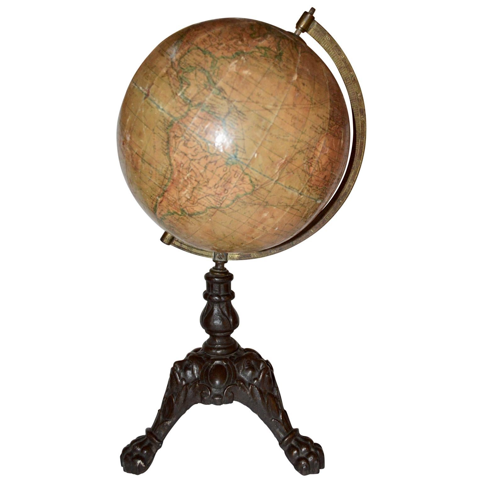 French Papier-Mâché Terrestial Globe by J. Lebeque et Cie
