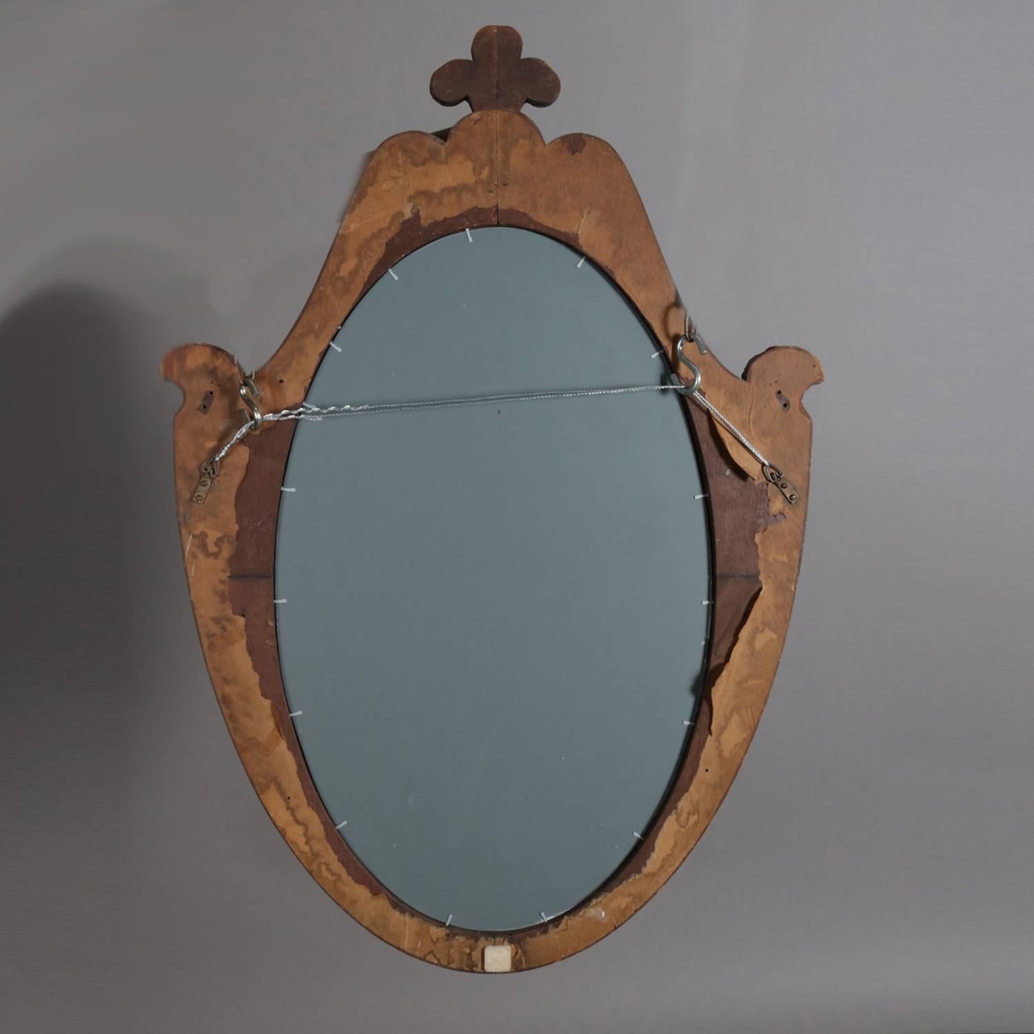 French Parcel Gilt Mahogany Federal Style Shield Form Wall Mirror, 20th Century 3