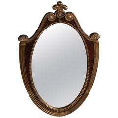 French Parcel Gilt Mahogany Federal Style Shield Form Wall Mirror, 20th Century