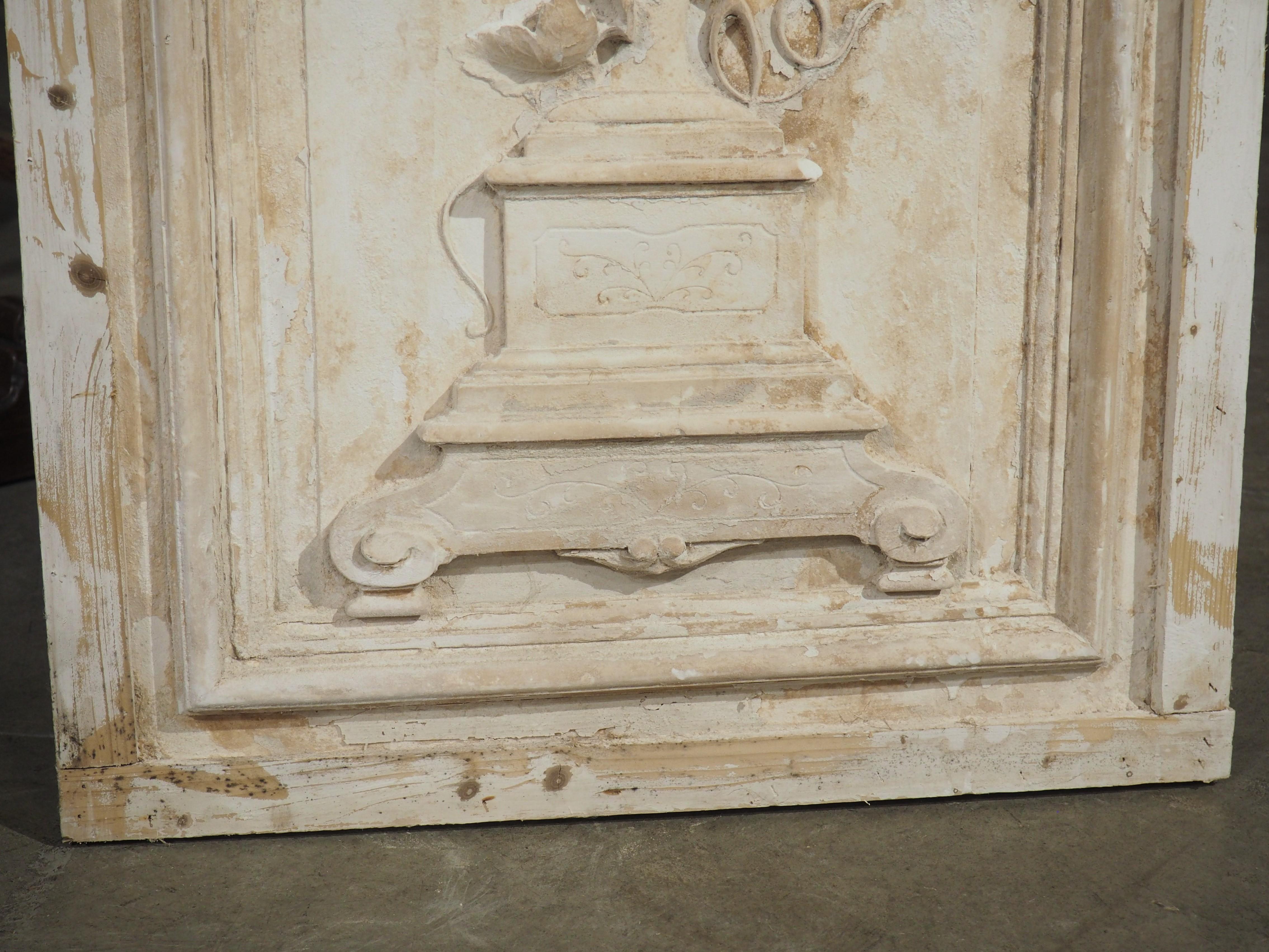 Hand-Painted French Parcel Paint Plaster and Wood Wall Plaque