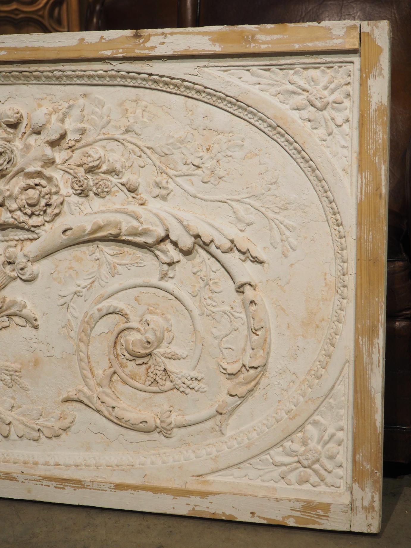 Hand-Painted French Parcel Painted Plaster and Wood Overdoor Panel from Provence