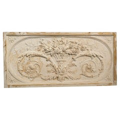 Vintage French Parcel Painted Plaster and Wood Overdoor Panel from Provence