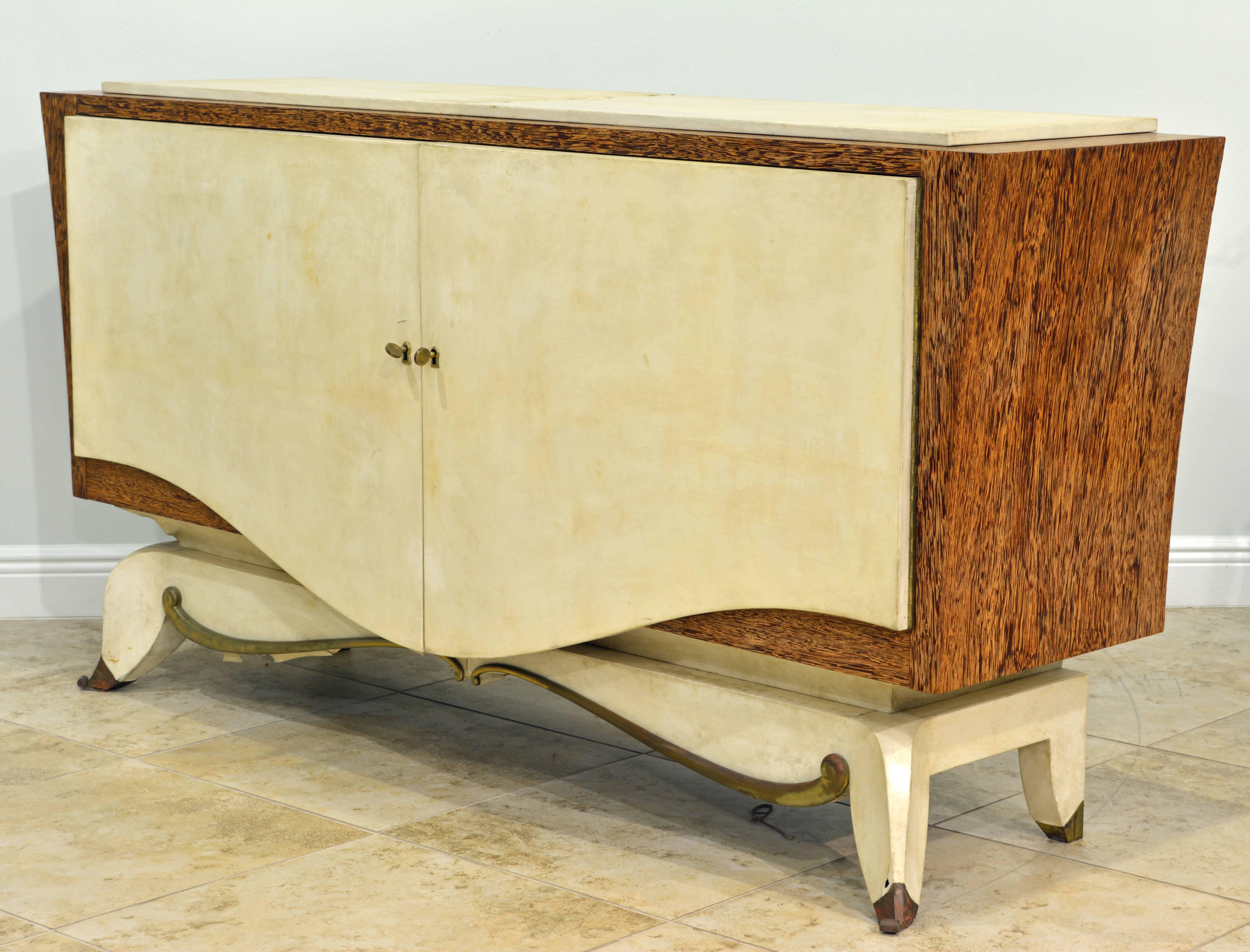 French Parchment and Macassar Art Deco Sideboard or Dresser by Claude O. Merson In Good Condition In Ft. Lauderdale, FL