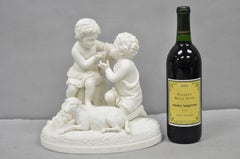 French Parian Porcelain Bisque "Feed My Lambs" Christ & St John Statue Sculpture