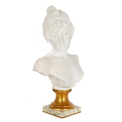 French Parian Porcelain Bust of “Tanagra” after Emmanuel Villanis ca. 1890