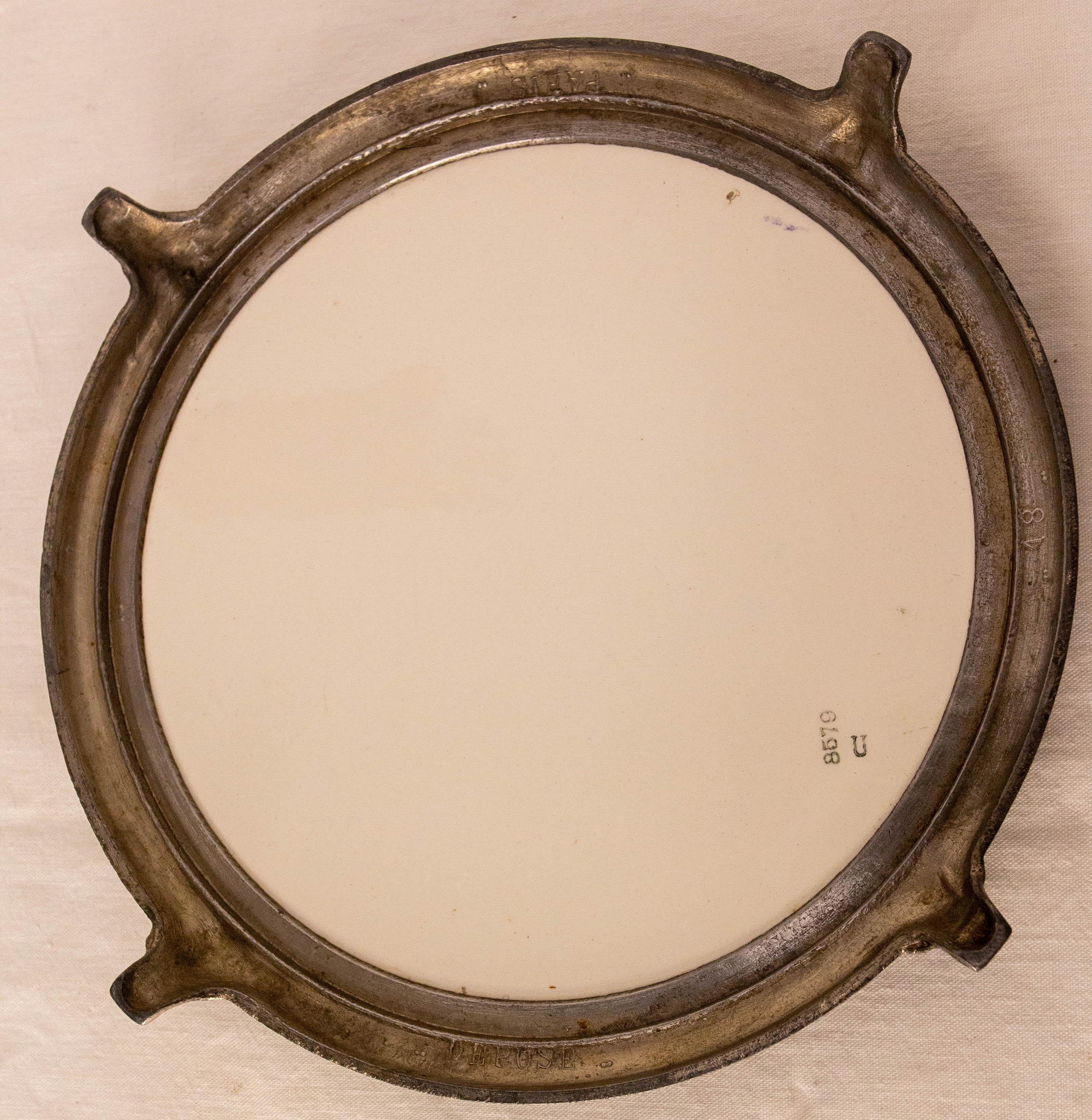 Französische Pariser Jugendstil Zamak & Keramik Seelandschaft um 1900 im Angebot 2