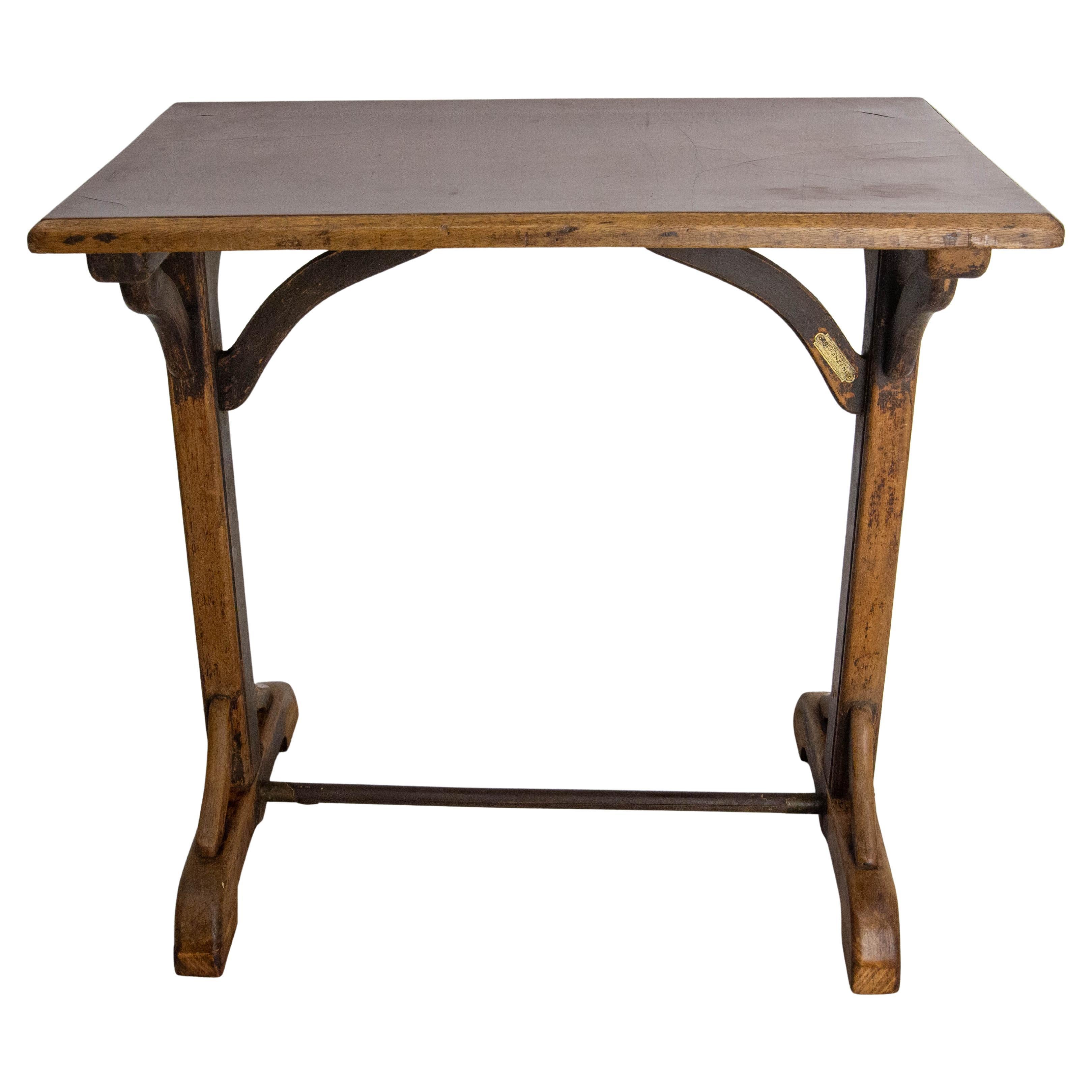 French Paris Bistro Table Beech Bakelite & Brass Table, early 20th Century