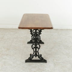 French Paris Cast Iron Bistro Table or Writing Desk with Mahogany Top circa 1900