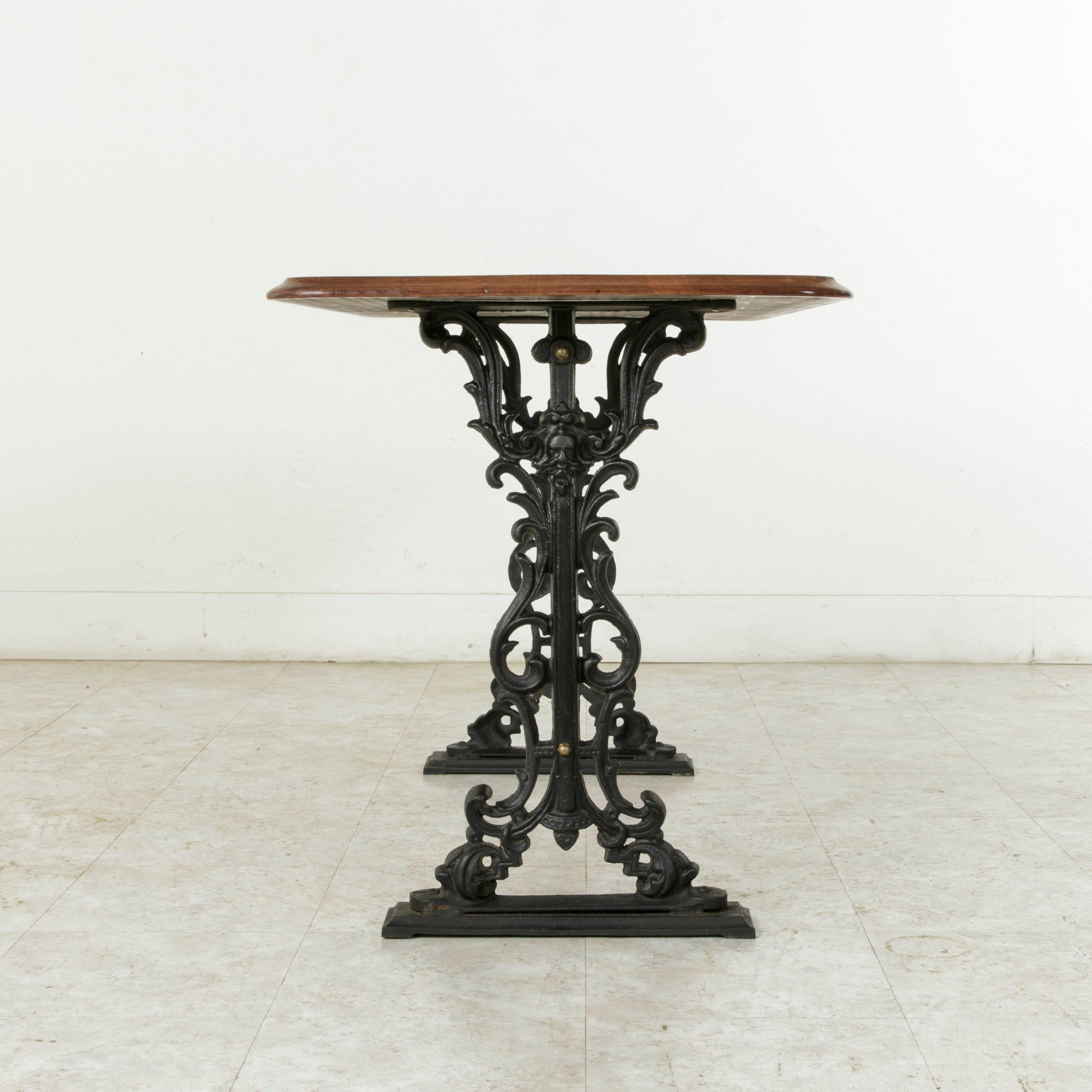 French Paris Cast Iron Bistro Table or Writing Desk with Mahogany Top circa 1900 1