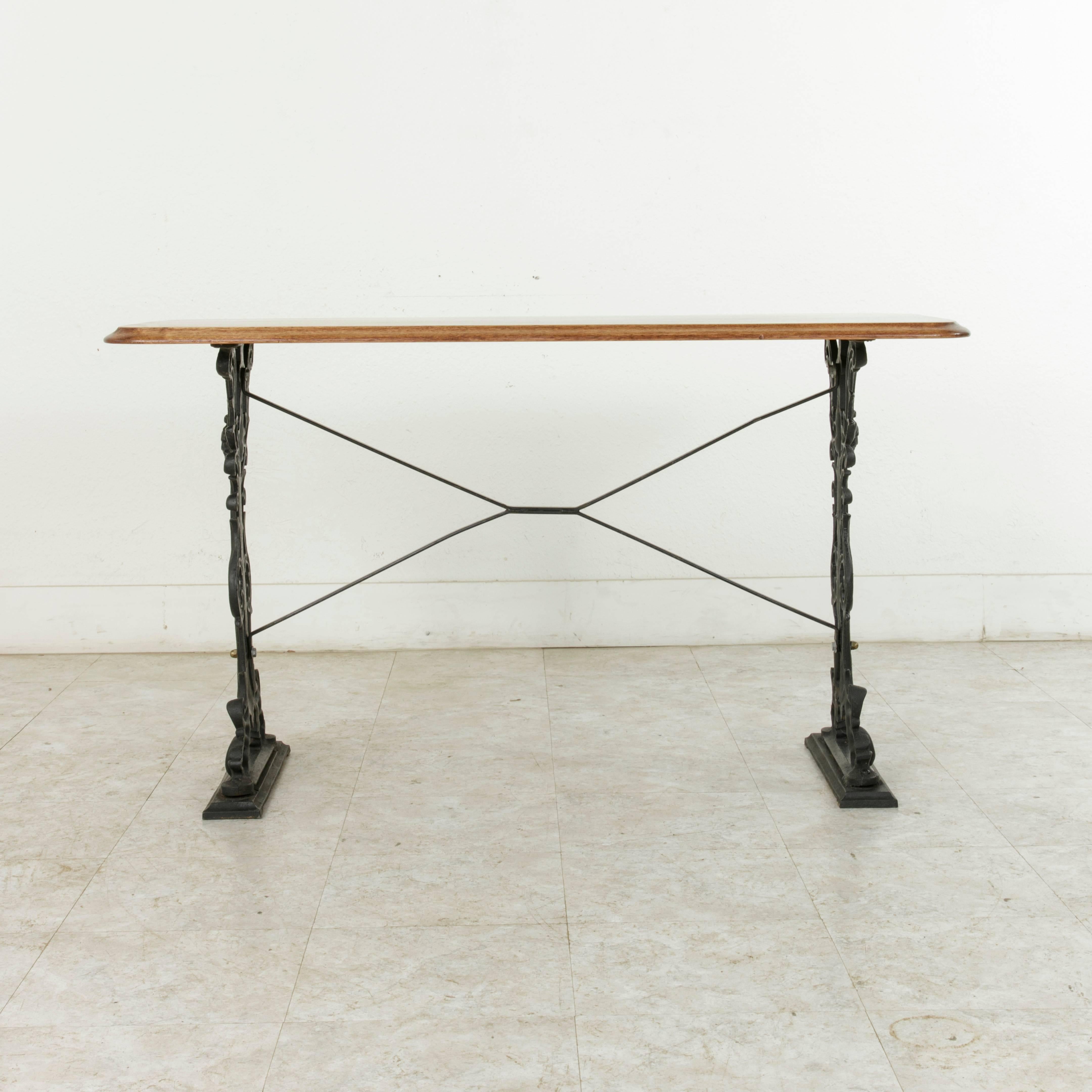 French Paris Cast Iron Bistro Table or Writing Desk with Mahogany Top circa 1900 3