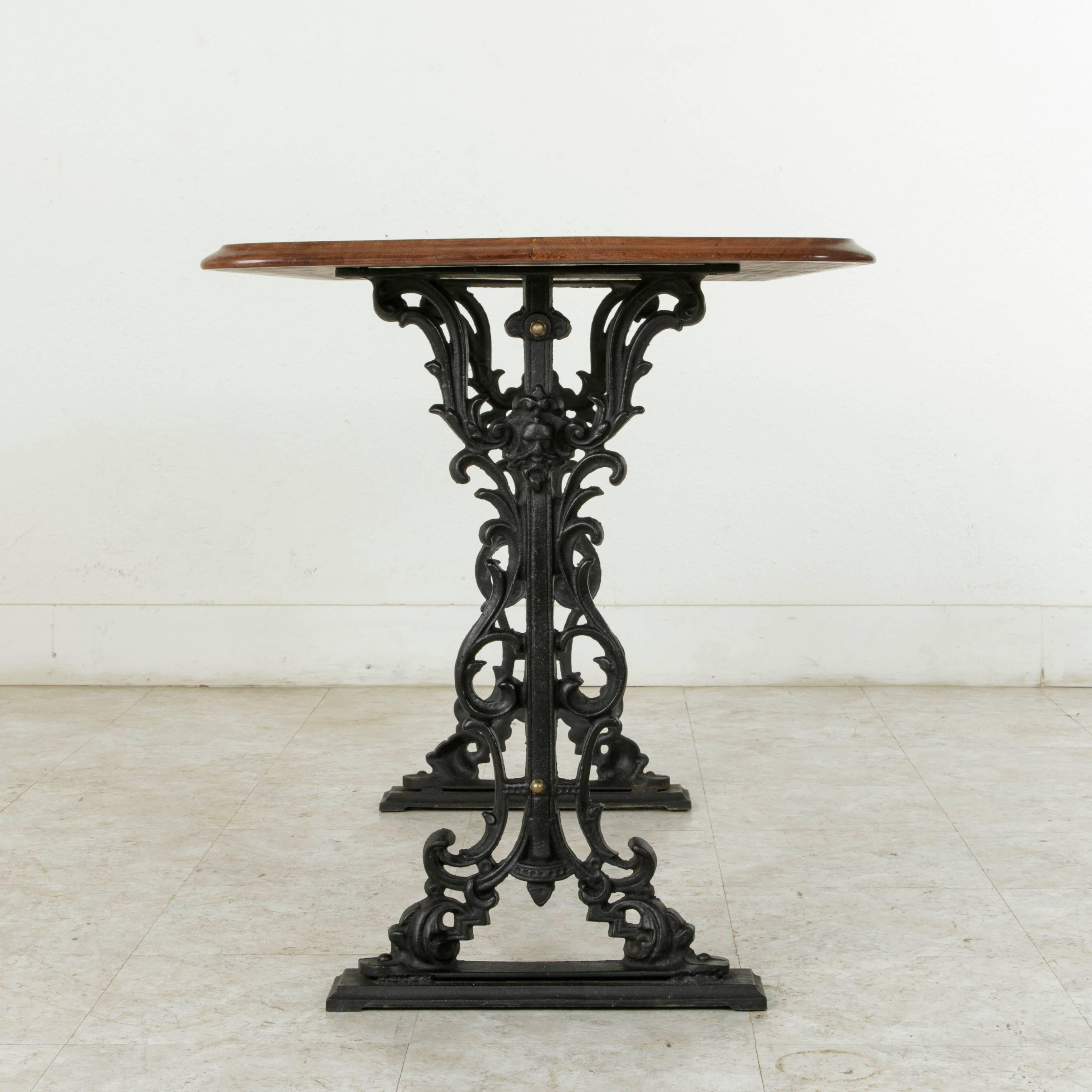 French Paris Cast Iron Bistro Table or Writing Desk with Mahogany Top circa 1900 4