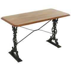 French Paris Cast Iron Bistro Table or Writing Desk with Mahogany Top circa 1900