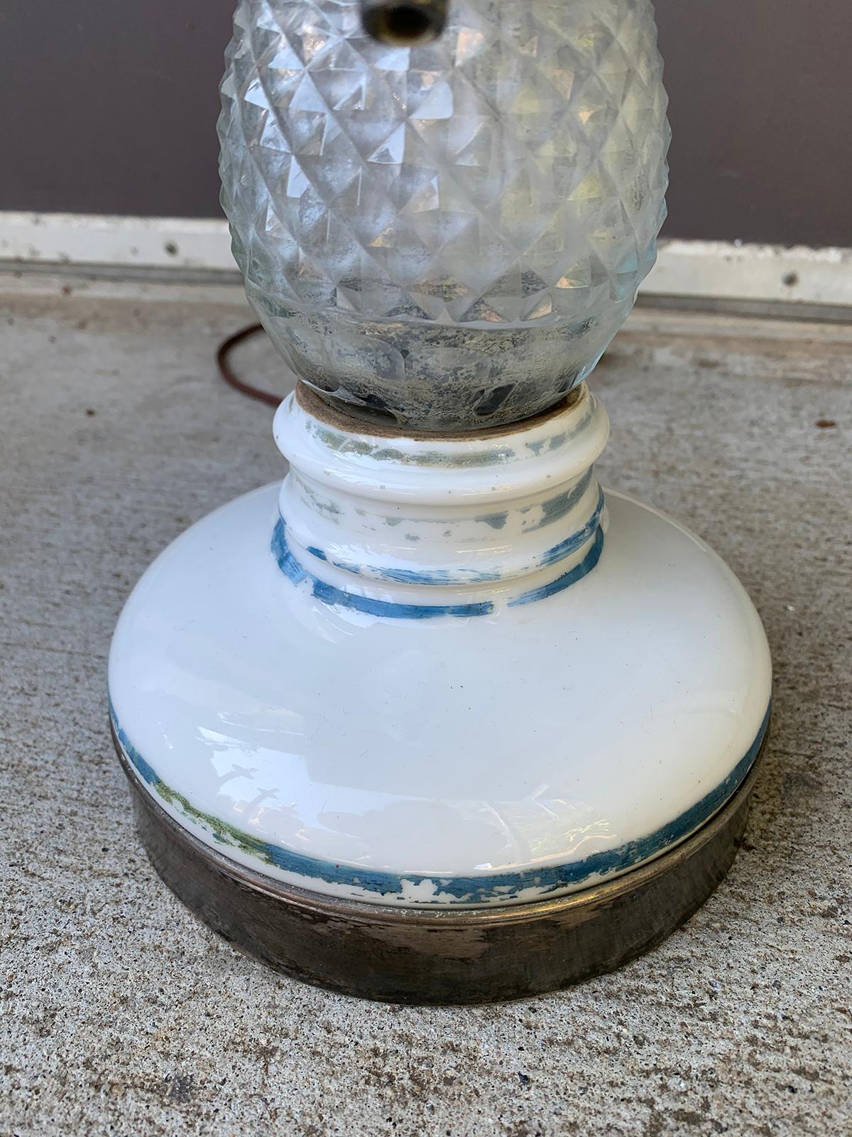 French Paris Glass & Pewter Briet Brevete Seltzer Bottle as Lamp, Marked For Sale 2