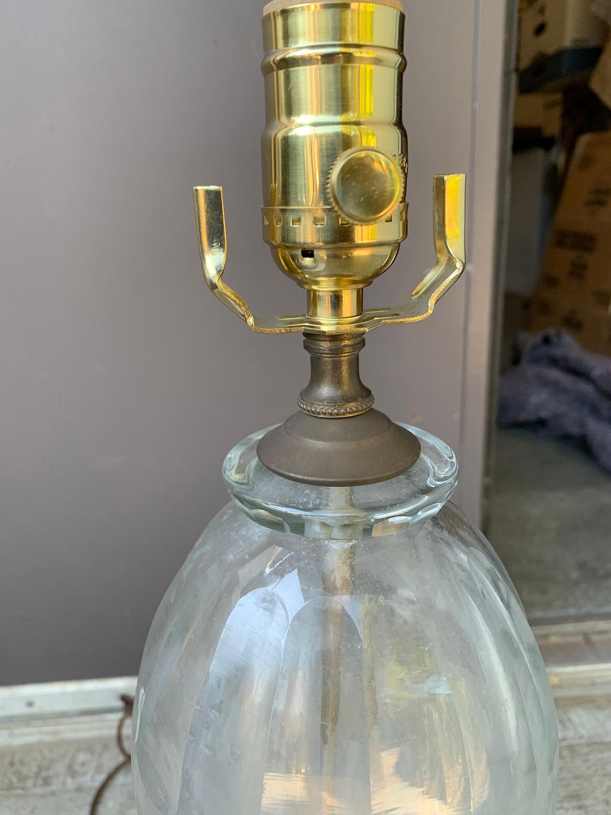 French Paris Glass & Pewter Briet Brevete Seltzer Bottle as Lamp, Marked In Good Condition For Sale In Atlanta, GA
