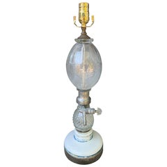 Antique French Paris Glass & Pewter Briet Brevete Seltzer Bottle as Lamp, Marked