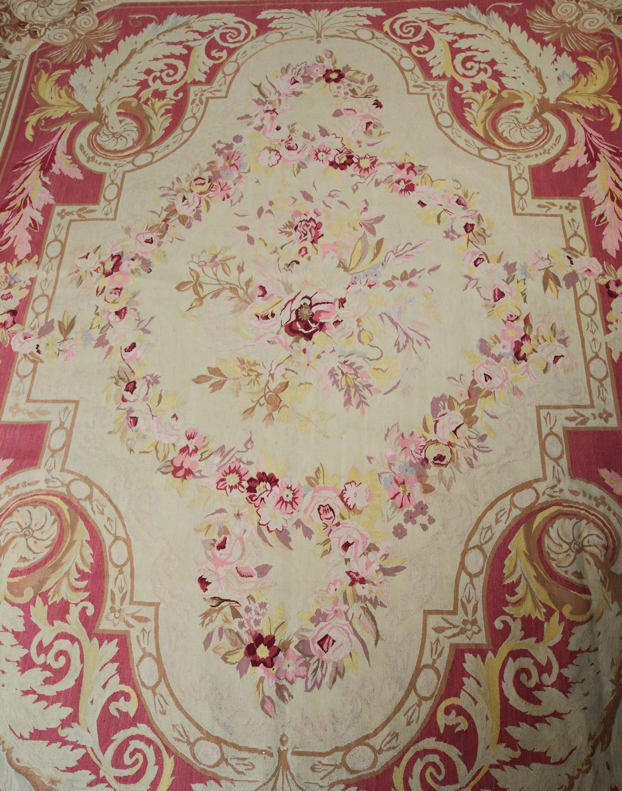 French/Paris Louis XVI Belle Epoque Floral Aubusson Carpet, circa 1900 For Sale 4