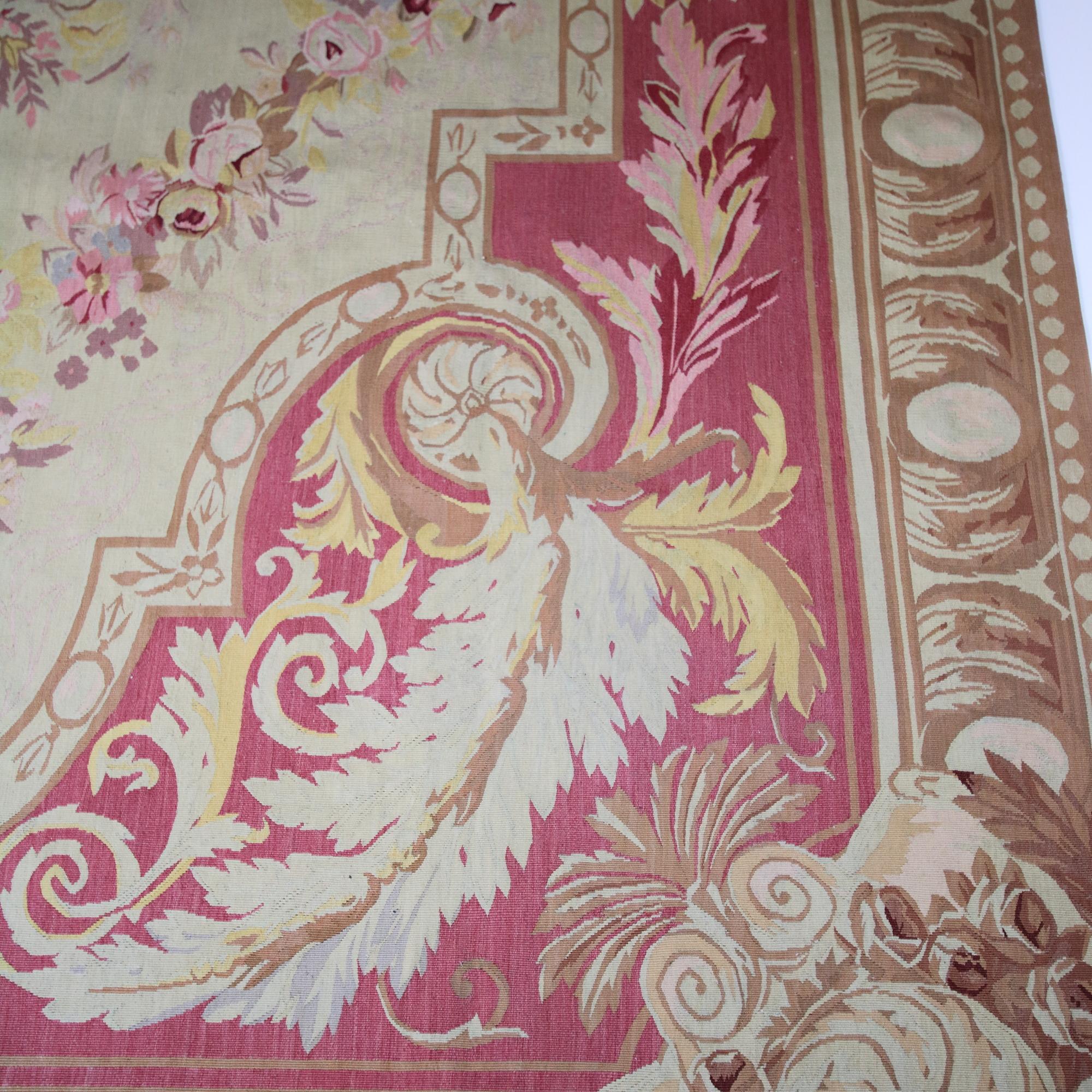 French/Paris Louis XVI Belle Epoque Floral Aubusson Carpet, circa 1900 For Sale 1