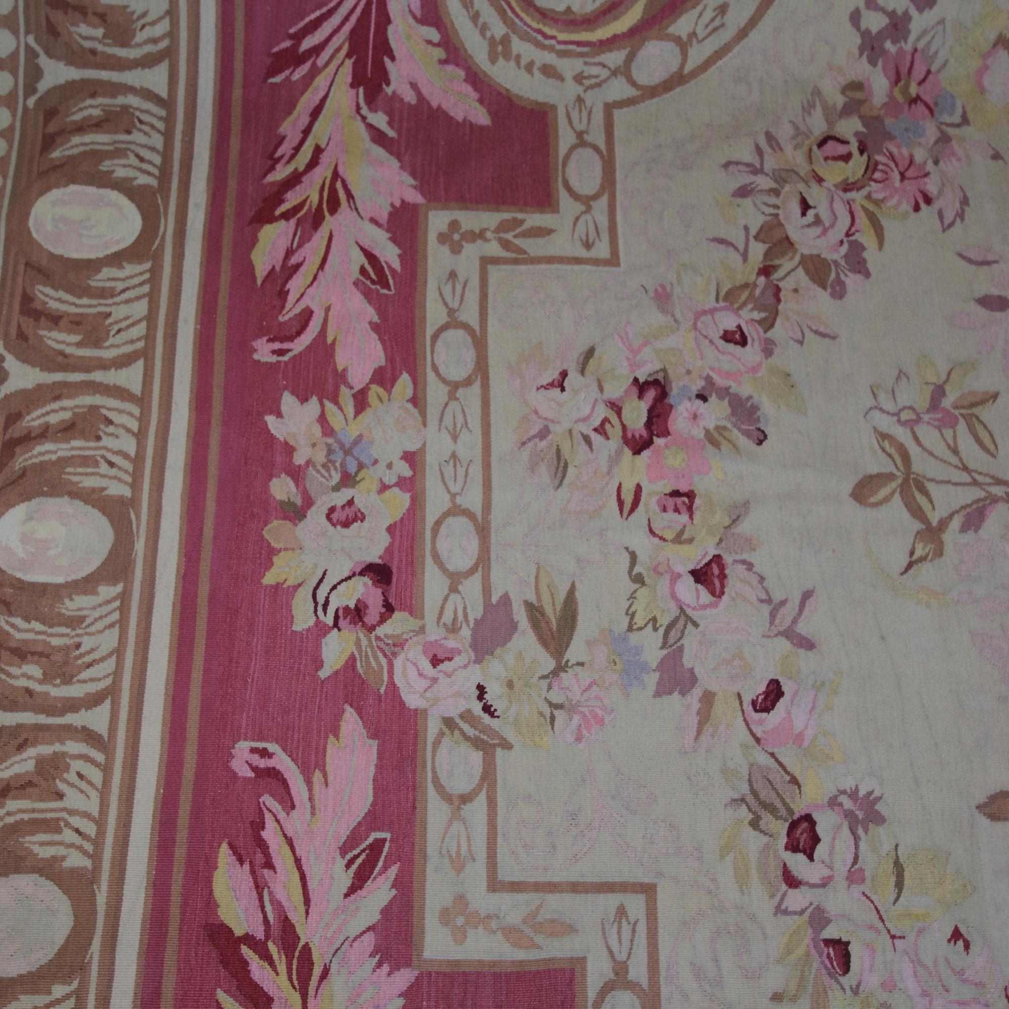 French/Paris Louis XVI Belle Epoque Floral Aubusson Carpet, circa 1900 For Sale 3
