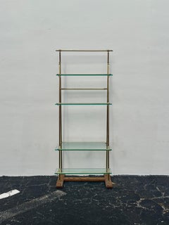 French Parisian Bar or Bistro Liquor Display Brass Glass Wood Stand Shelf