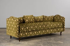 Französisches Tagesbett im Pariser Louis XV-Stil aus grünem Samtdamast