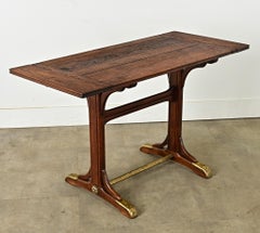 French Parisian Oak & Brass Cafe Table
