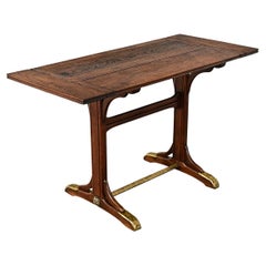 French Parisian Oak & Brass Cafe Table
