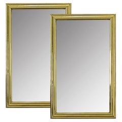 French Parisian Pair of Brass Bistro Mirrors