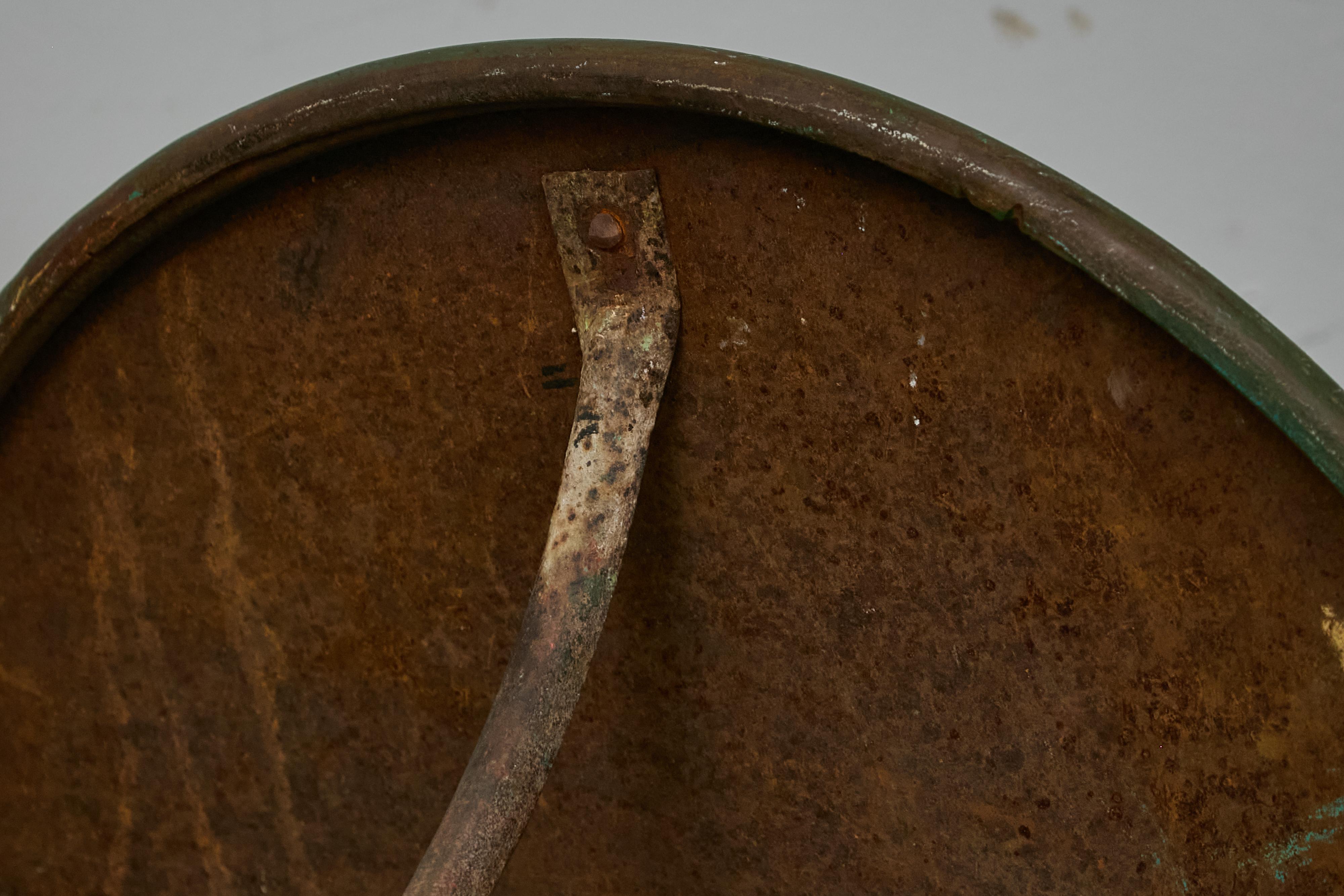French Parisian Turn of the Century Iron Table with Round Top and Tripod Base 14