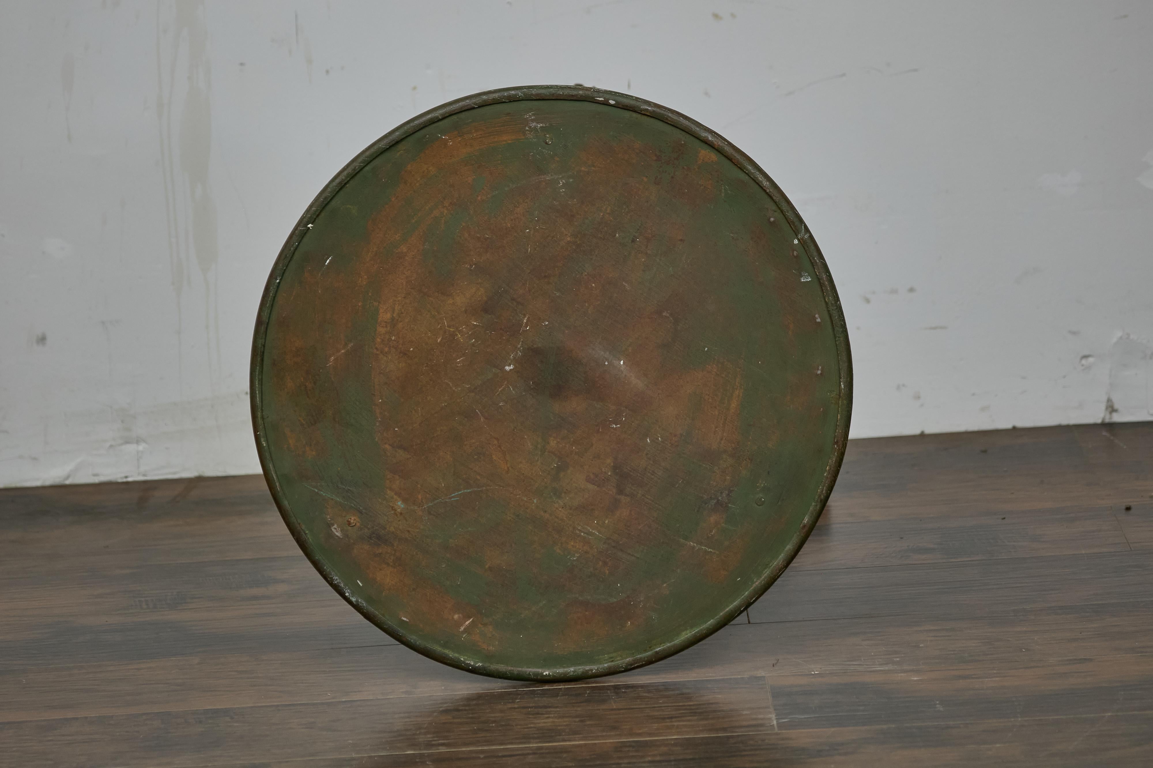 French Parisian Turn of the Century Iron Table with Round Top and Tripod Base 15
