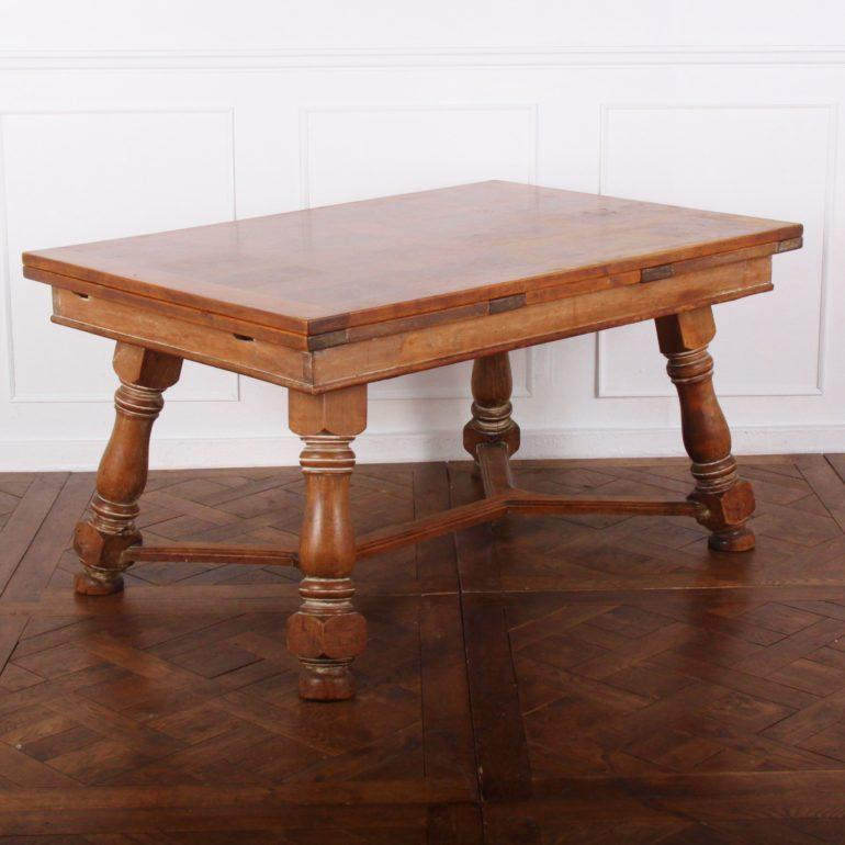 French Parquet Draw-Leaf Table In Good Condition In Vancouver, British Columbia