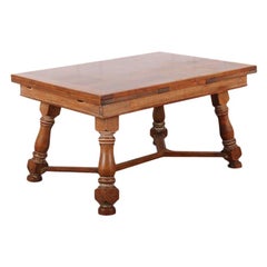 Antique French Parquet Draw-Leaf Table