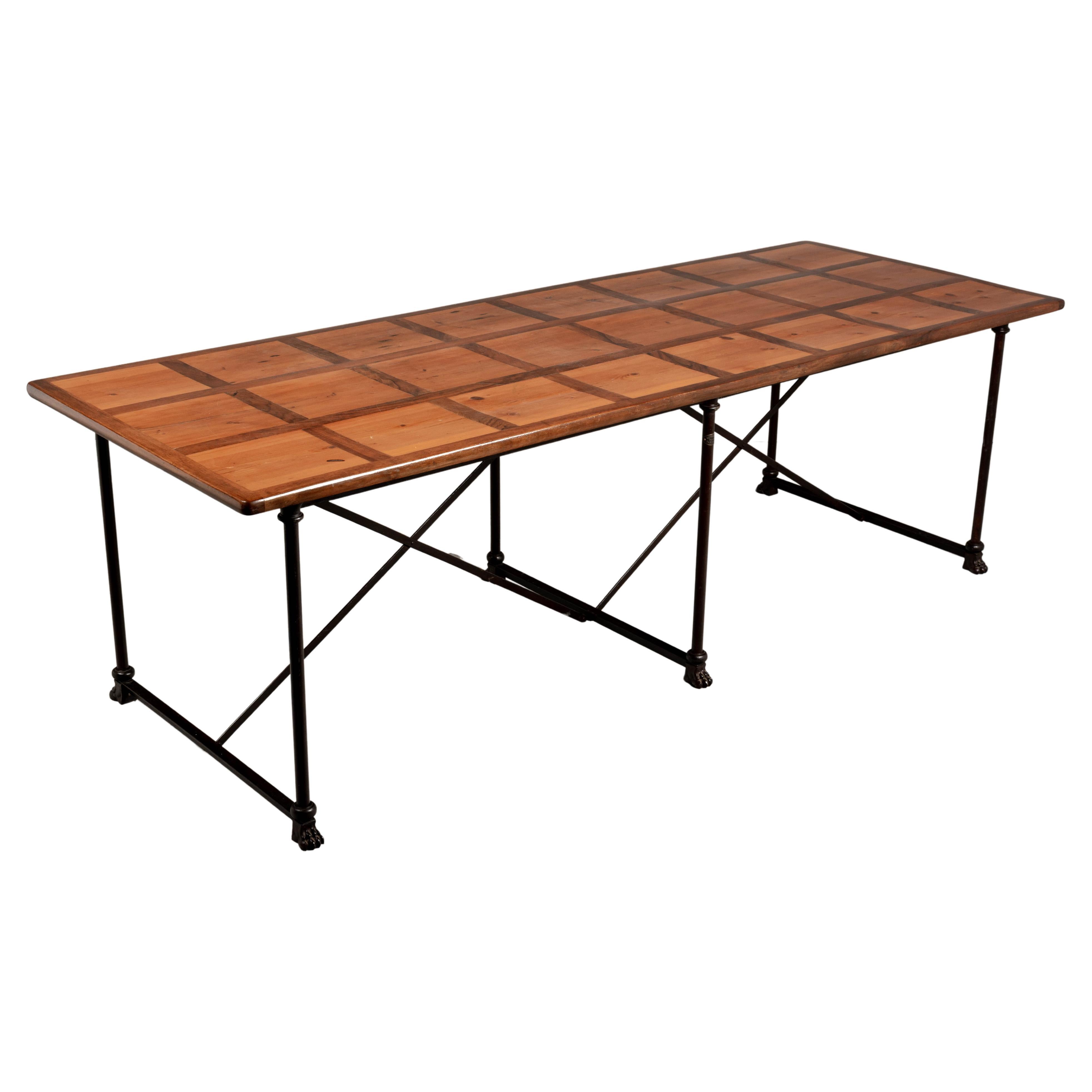 Industrial Rustic Metal Top Dining Table at 1stDibs