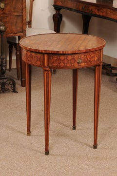 French Parquetry Inlaid Tulip and Kingswood Gueridon/Round Side Table