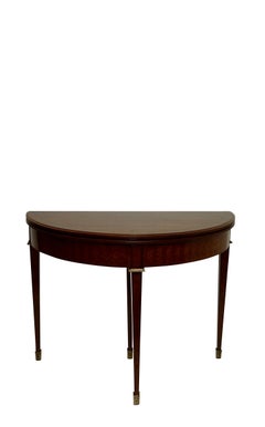 French Parquetry Rosewood and Kingwood Demilune Game Table