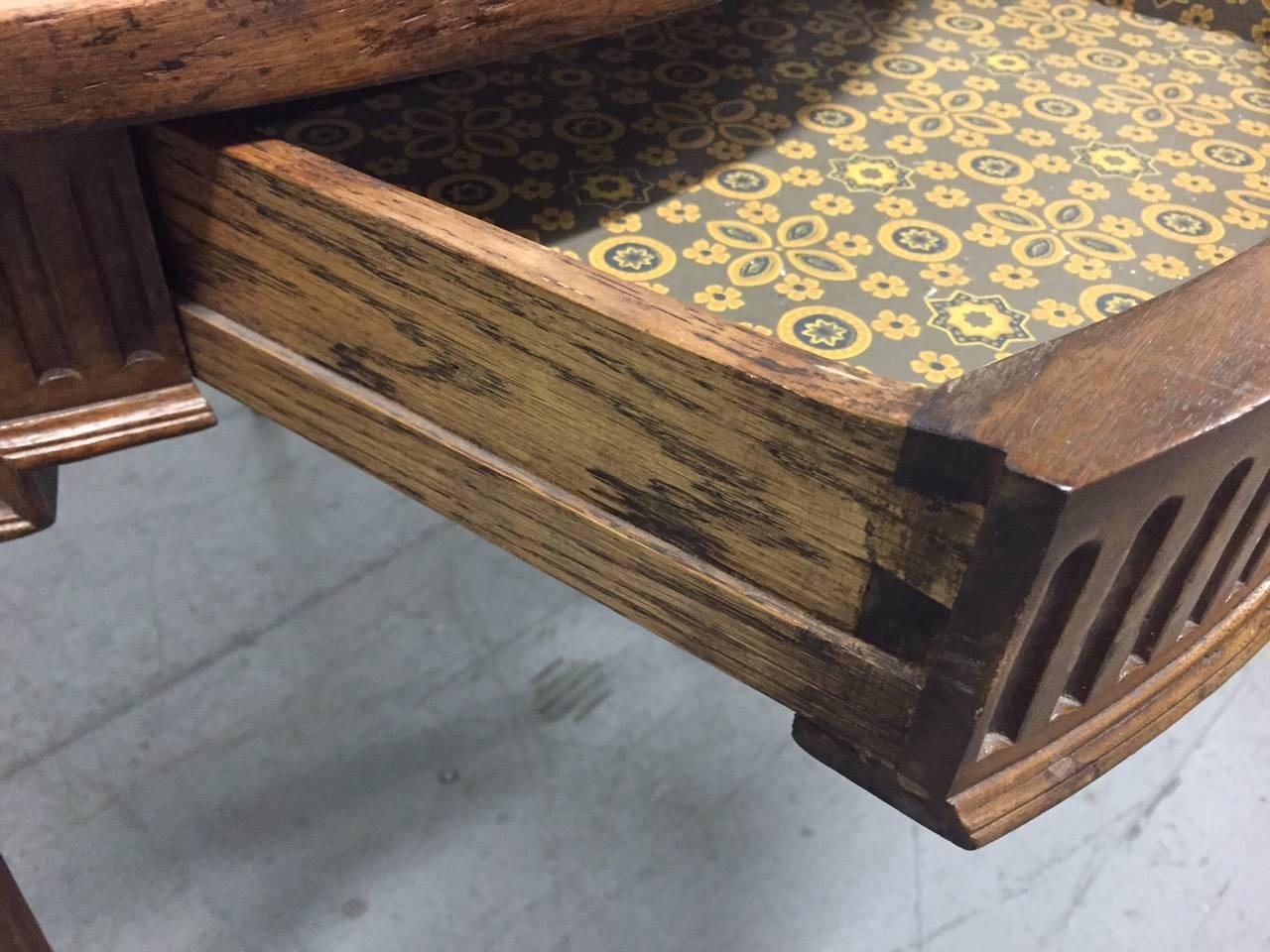 French Parquetry Top Walnut Center Table For Sale 1