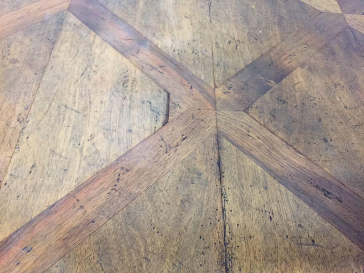 Mid-20th Century French Parquetry Top Walnut Center Table For Sale