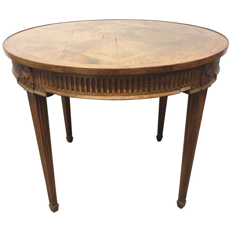 French Parquetry Top Walnut Center Table For Sale