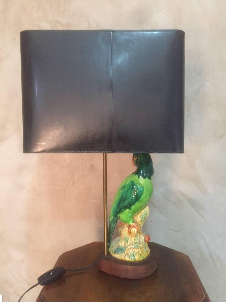 Lamps Spelter Parrot Lamp On Marble Base Parrot Table Lamp Vintage French Mood Lamp Patterned Glass Shade Marble Based Desk Light Home Living