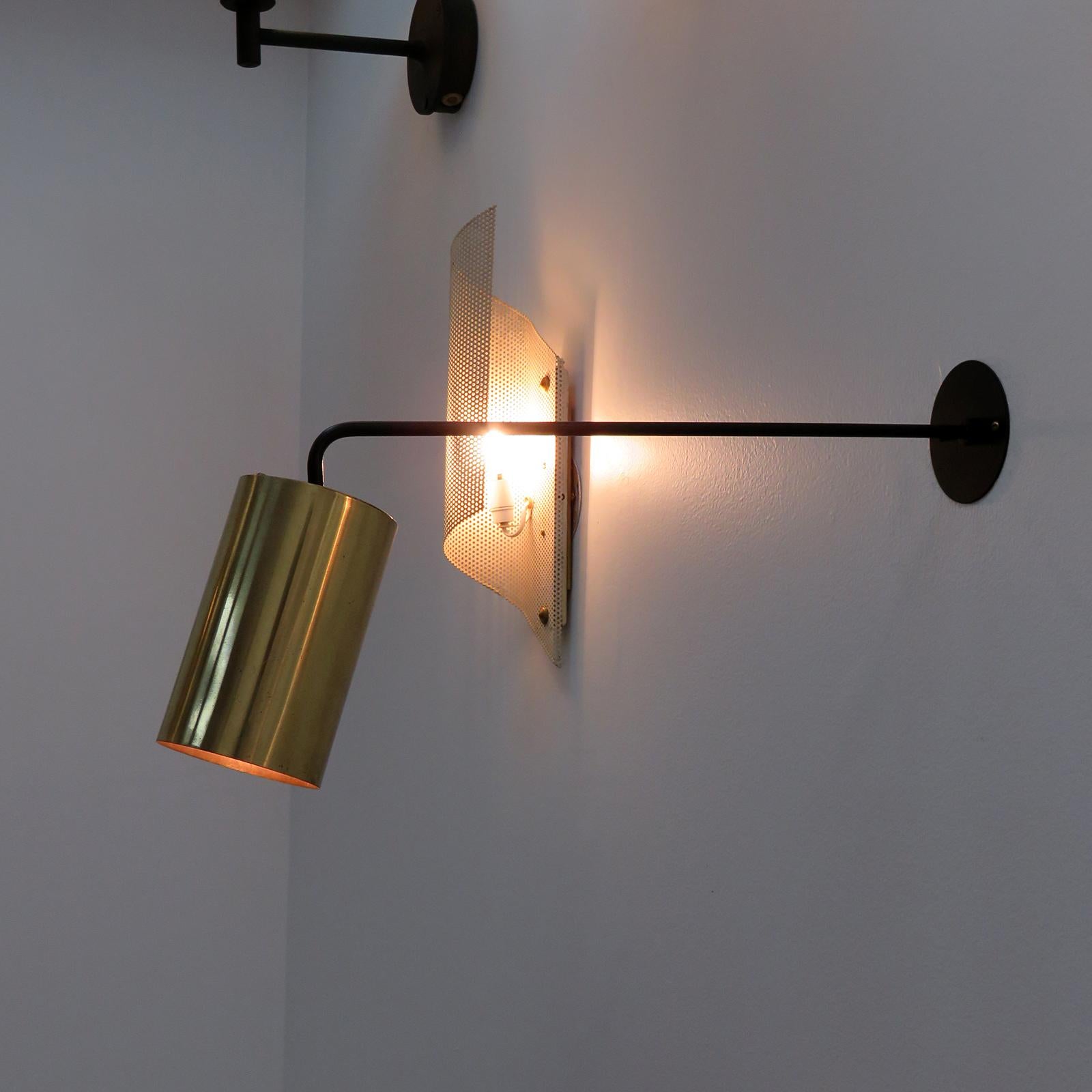 Metal French Parscot Wall Light in Brass, 1970 For Sale