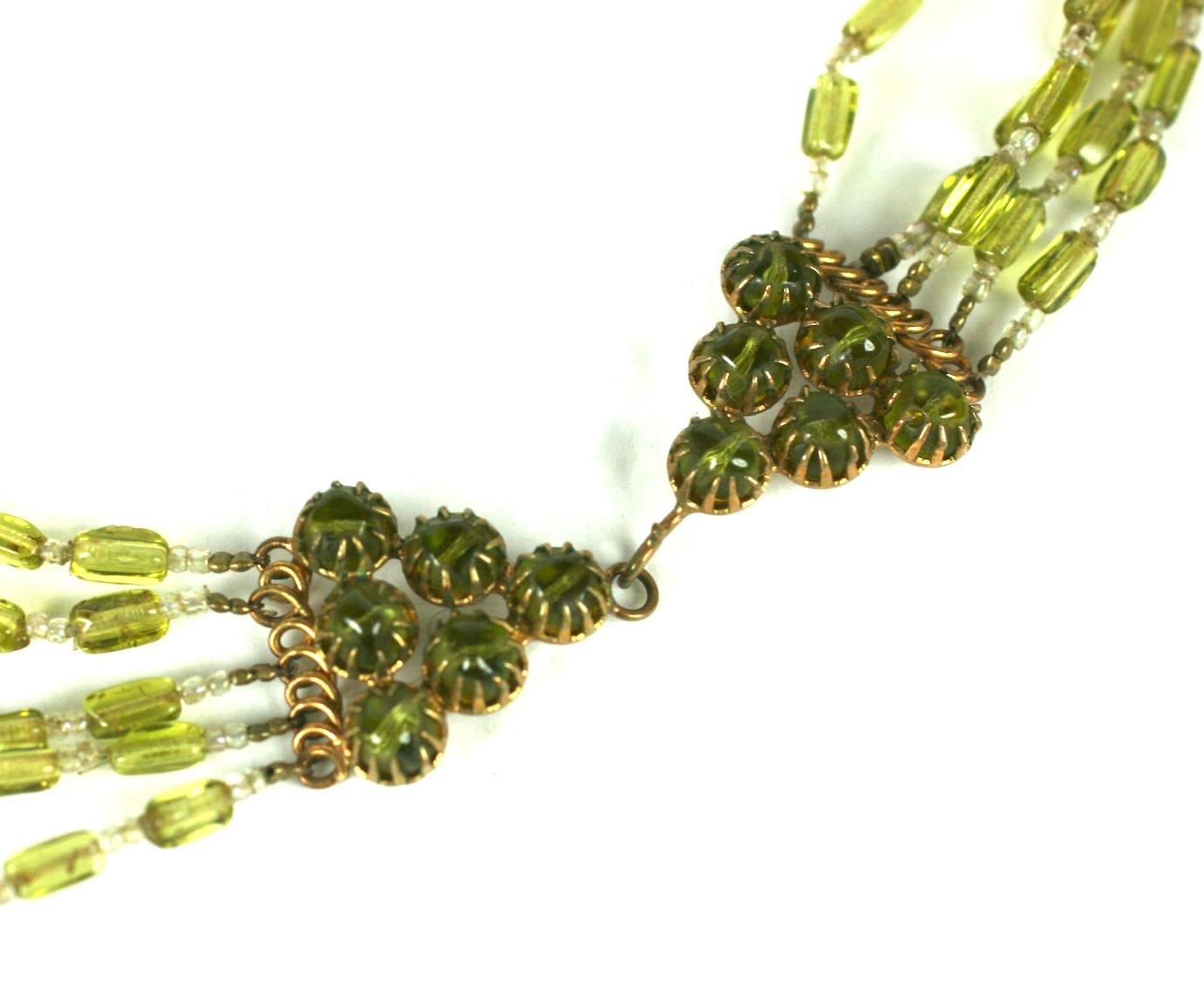 Collana francese in Pate de Verre e Wood in vendita 1