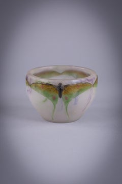 French Pate-de-Verre Glass Butterfly Bowl, Argy Rousseau, circa 1920