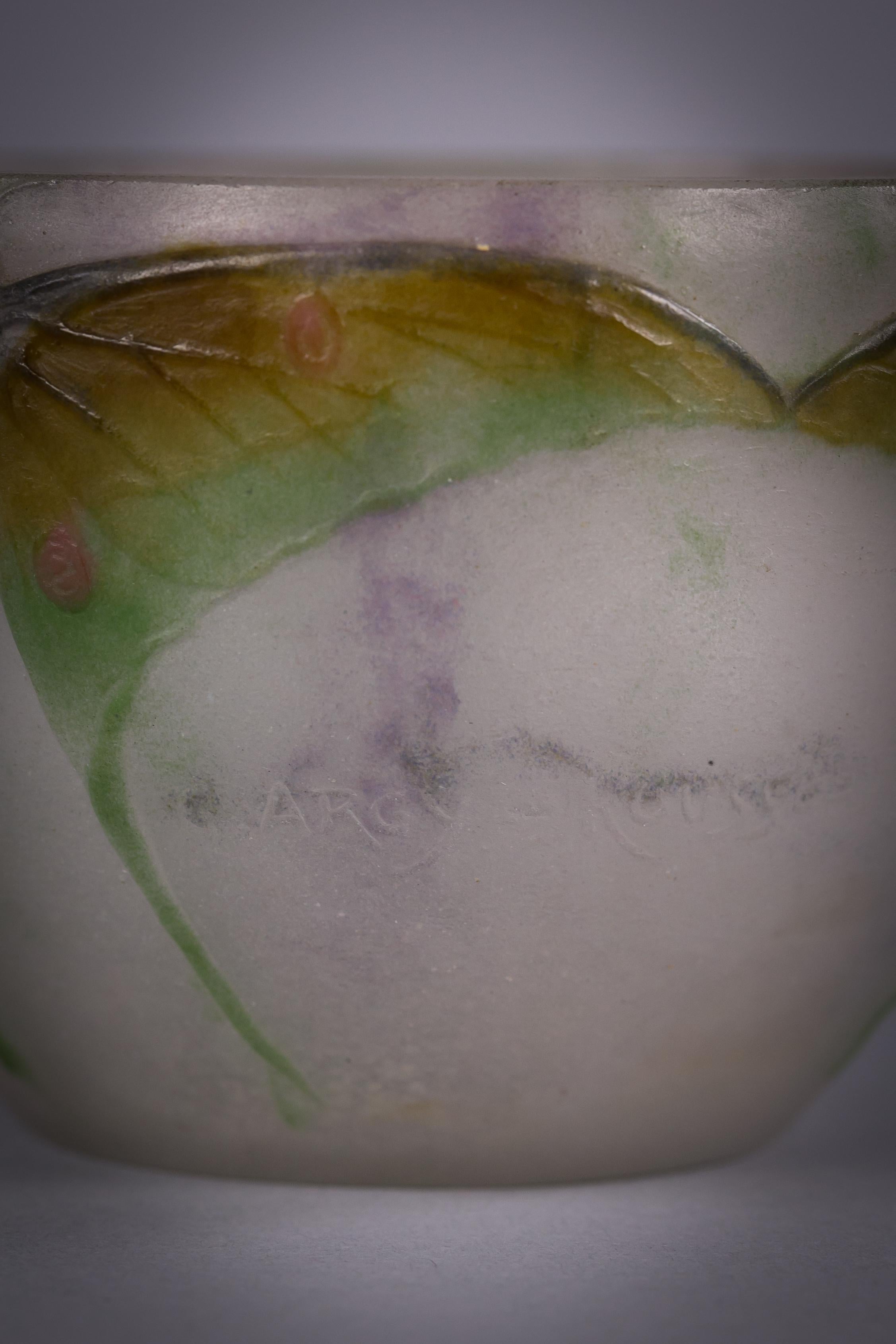 Inizio XX secolo Ciotola a farfalla in vetro Pate-de-Verre francese, Argy Rousseau, 1920 circa in vendita